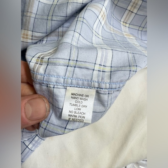 ALEX CANNON Men’s light blue and beige plaid long sleeve button down size XL - Picture 11 of 12